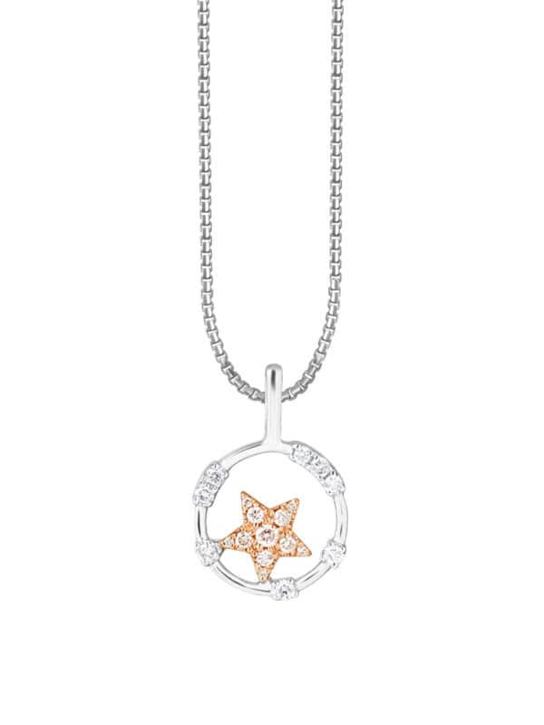 TOMEI Sparkle Serenity Collection Diamond Pendant Set, White+Rose Gold 585