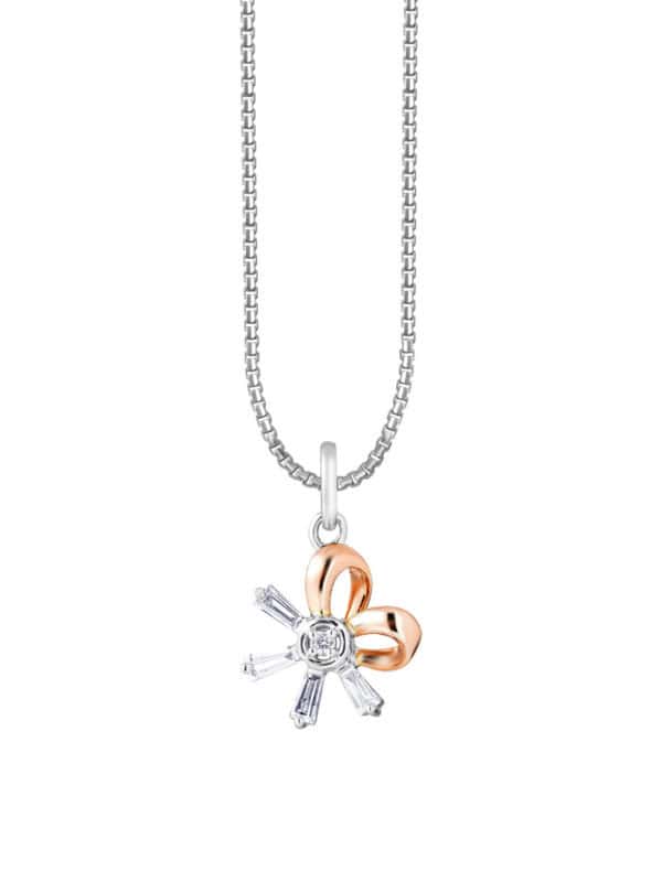 TOMEI Sparkle Serenity Collection Diamond Pendant Set, White+Rose Gold 585