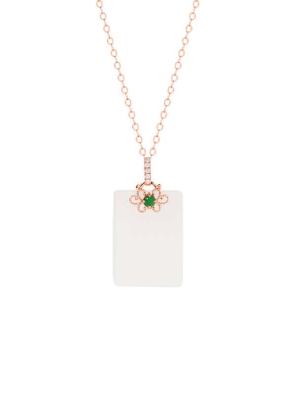 TOMEI Nephrite Series Peace Marker Necklace, Rose Gold 750