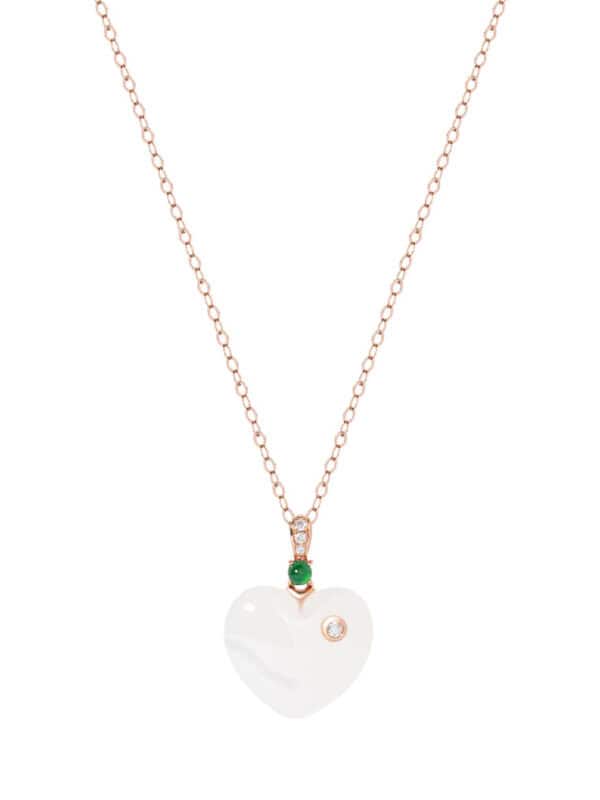 TOMEI Nephrite Heart Necklace, Rose Gold 750