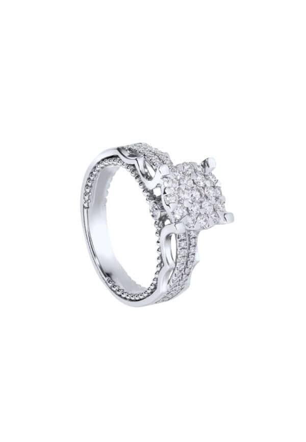 TOMEI Seri Embers Diamond Ring, White Gold 750