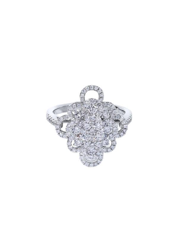 TOMEI Seri Embers Diamond Ring, White Gold 750