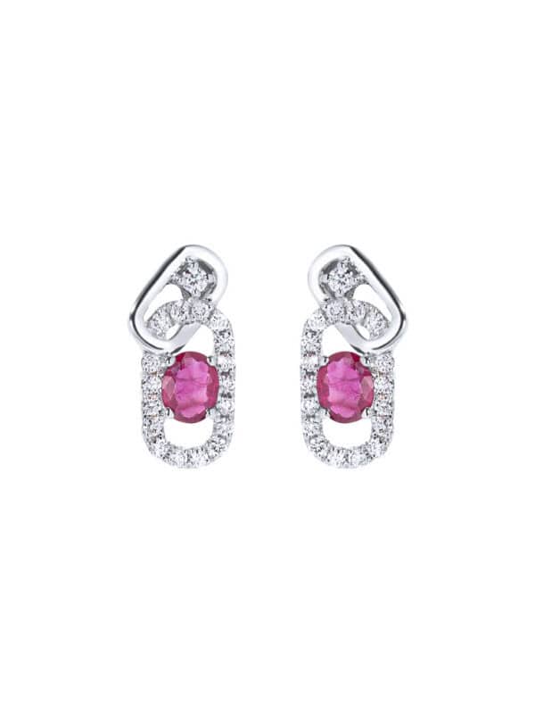 TOMEI Ruby Set Earrings, White Gold 750