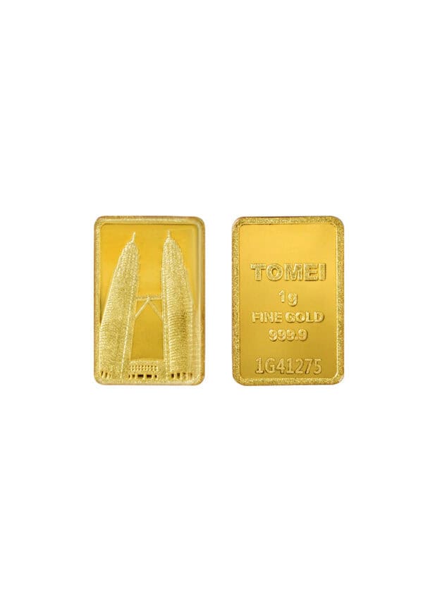[TOMEI Exclusive] KLCC Twin Towers Raya Floral Gold Bar 1G  | Fine Gold 9999