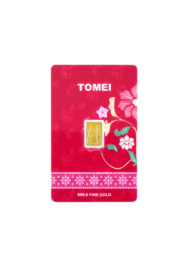 [TOMEI Exclusive] KLCC Twin Towers Raya Floral Gold Bar 1G  | Fine Gold 9999