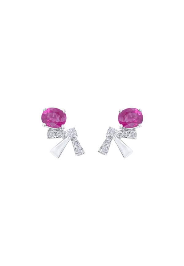 TOMEI Ruby Earrings, White Gold 750