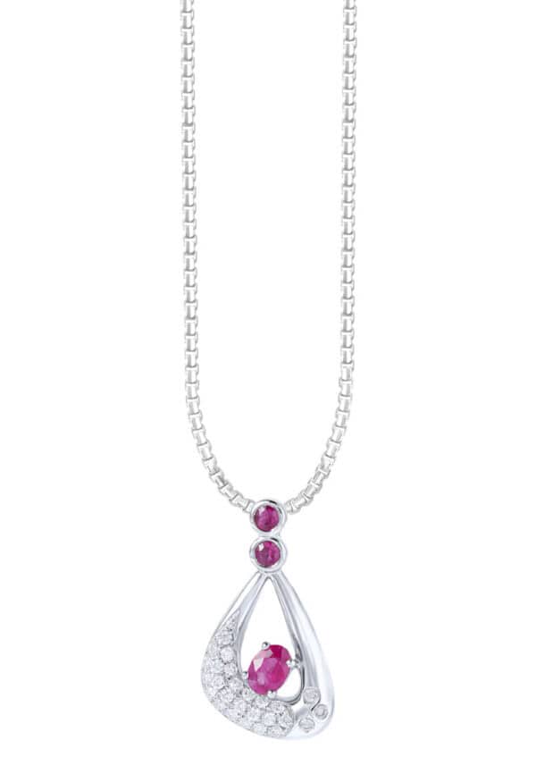 TOMEI Ruby Pendant, White Gold 750