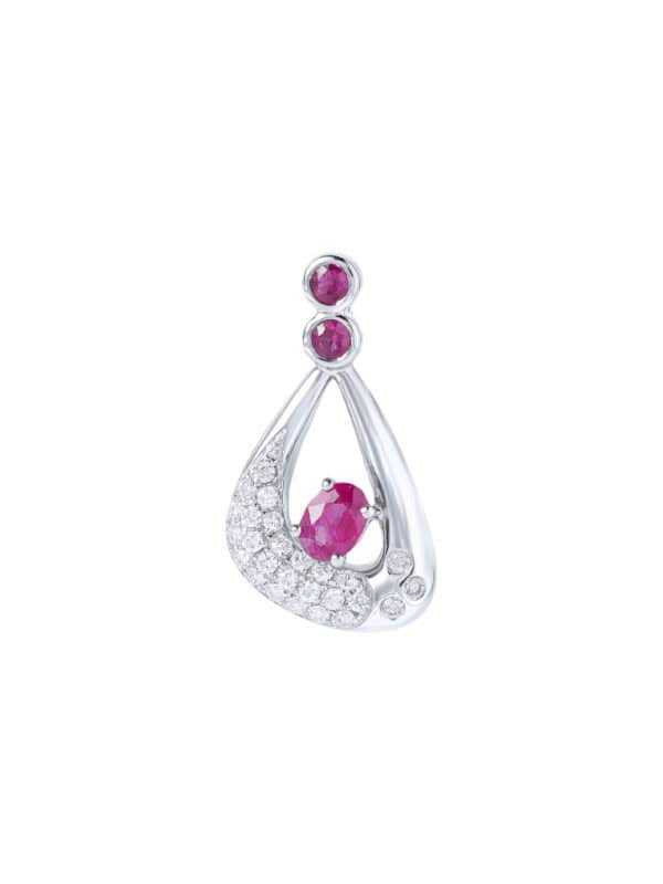 TOMEI Ruby Pendant, White Gold 750
