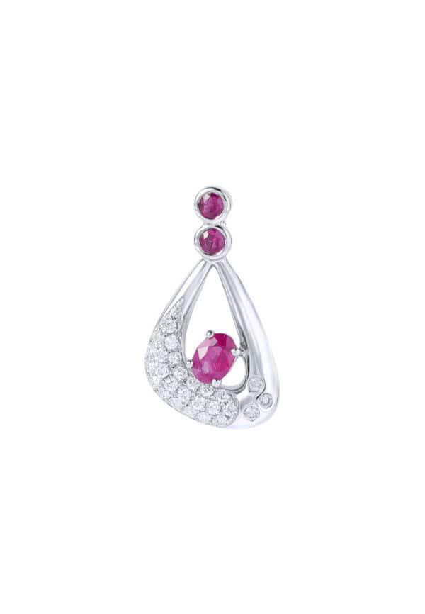 TOMEI Ruby Pendant, White Gold 750