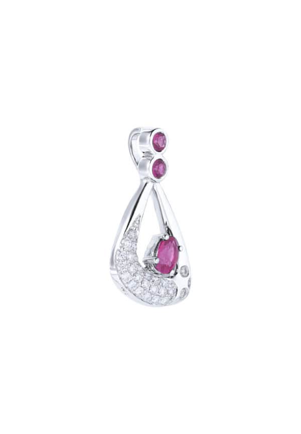 TOMEI Ruby Pendant, White Gold 750