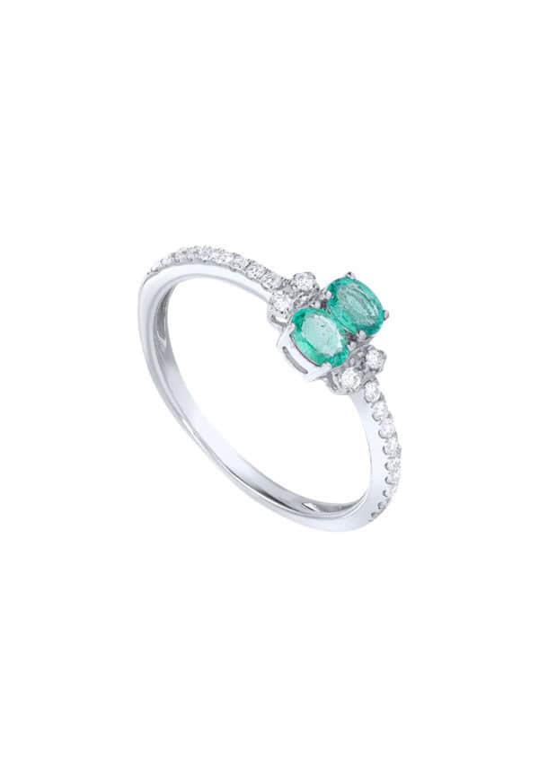 TOMEI Emerald Ring, White Gold 750