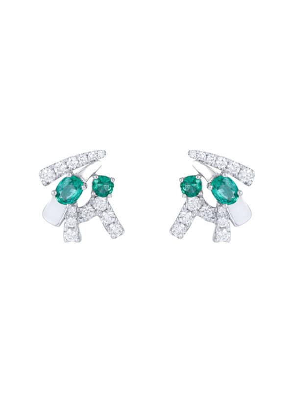 TOMEI Emerald Earrings, White Gold 750