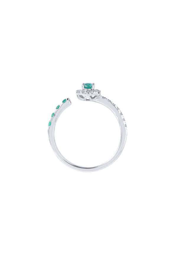 TOMEI Emerald Ring, White Gold 750
