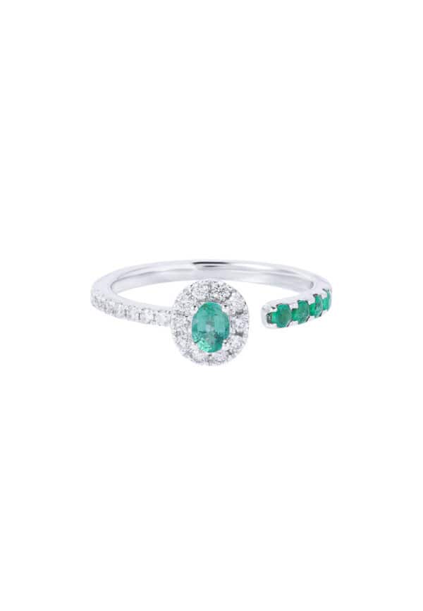 TOMEI Emerald Ring, White Gold 750