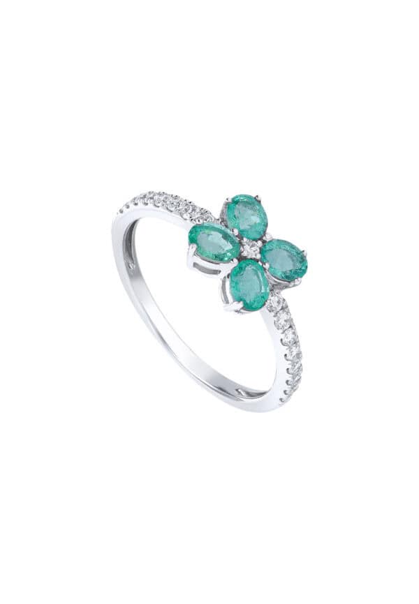 TOMEI Emerald Ring, White Gold 750