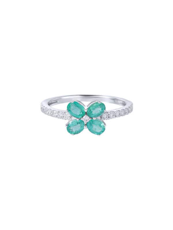 TOMEI Emerald Ring, White Gold 750