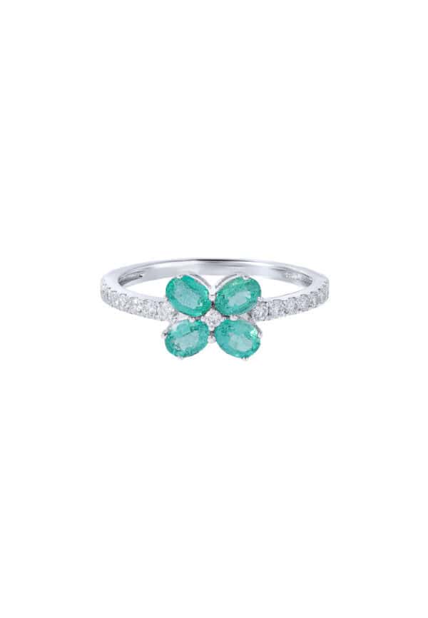 TOMEI Emerald Ring, White Gold 750