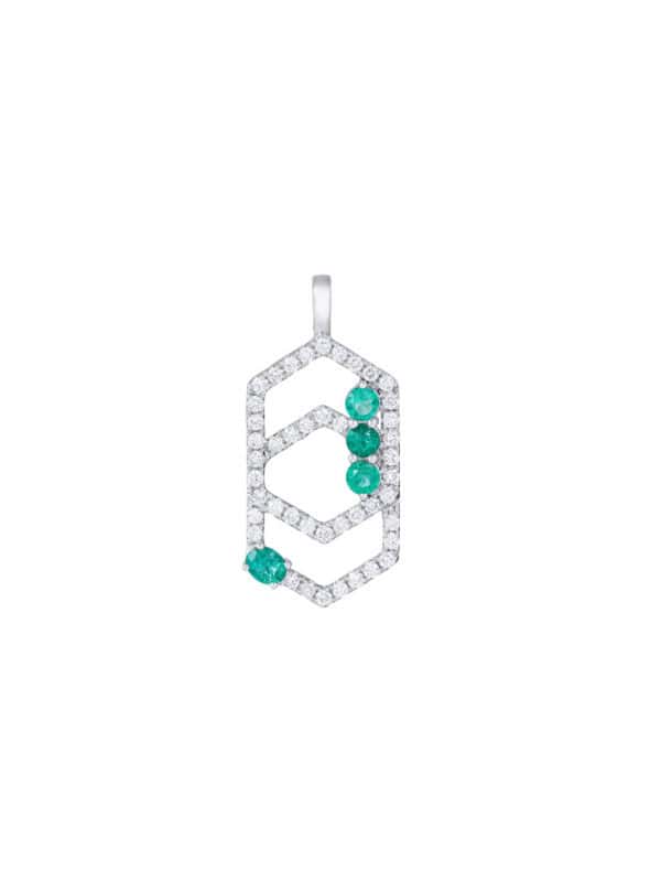 TOMEI Emerald Pendant, White Gold 750