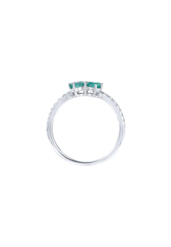 TOMEI Emerald Ring, White Gold 750