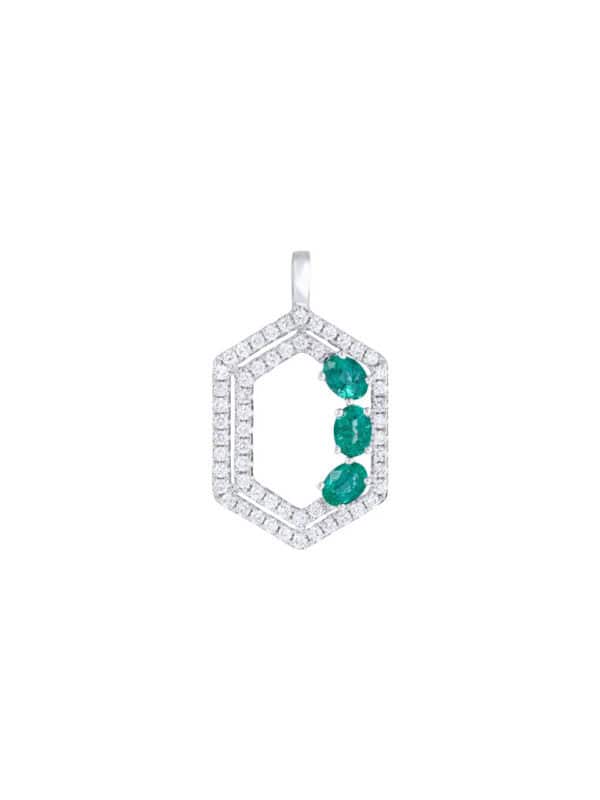 TOMEI Emerald Pendant, White Gold 750