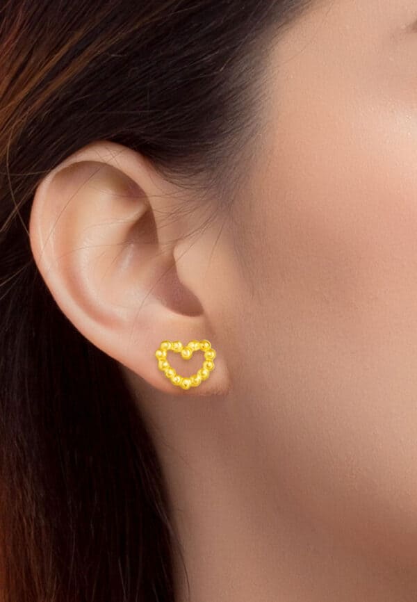 TOMEI Heart Earrings, Yellow Gold 916