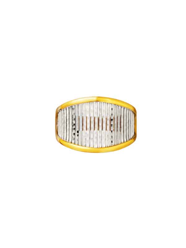 TOMEI Dual-Tone Striated Ring, Yellow Gold 916