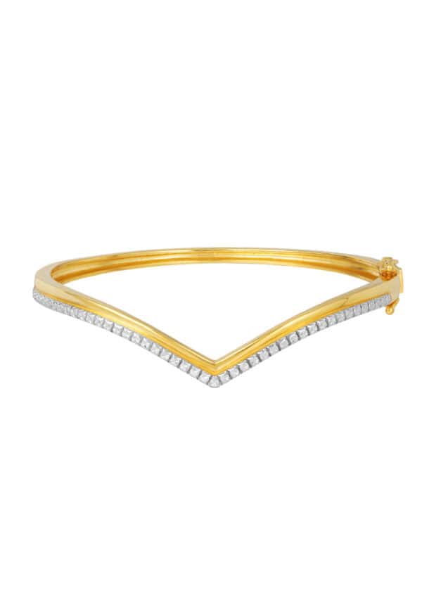 TOMEI Diamond Cut Collection V Trend Bangle, Yellow Gold 916