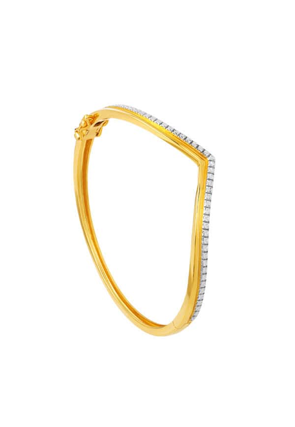 TOMEI Diamond Cut Collection V Trend Bangle, Yellow Gold 916