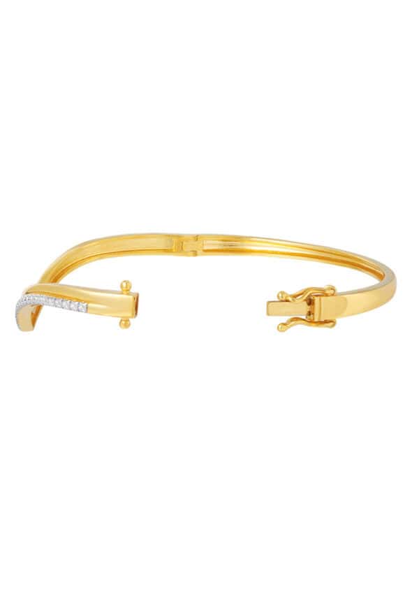 TOMEI Diamond Cut Collection V Trend Bangle, Yellow Gold 916
