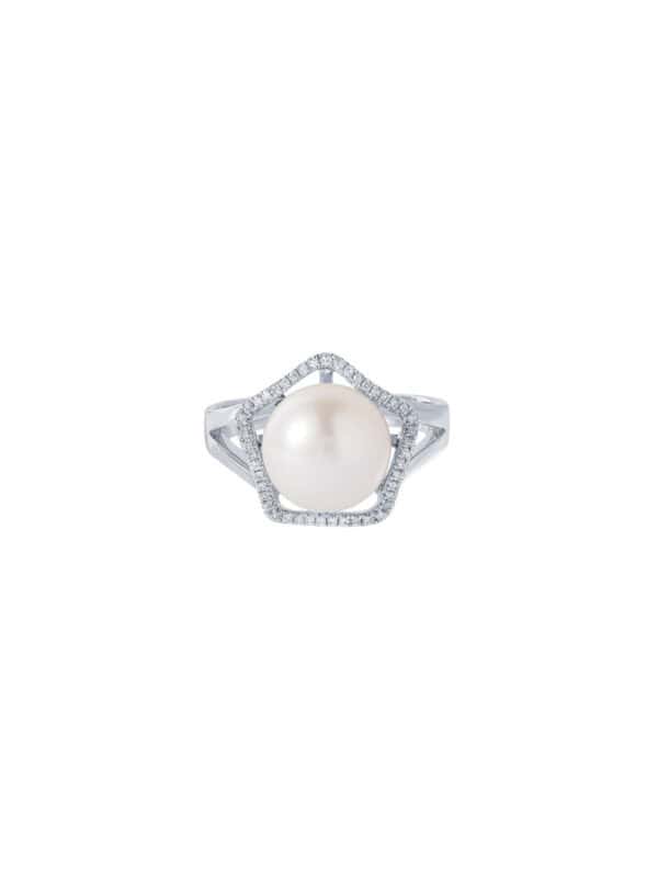 TOMEI Pearl Ring, White Gold 585
