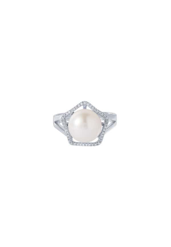 TOMEI Pearl Ring, White Gold 585