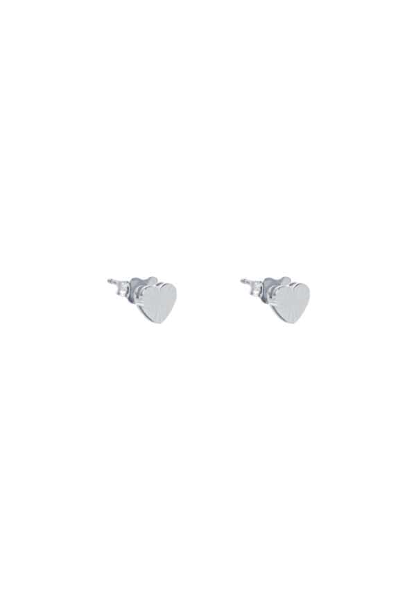 TOMEI Mini Heart Earrings, White Gold 750