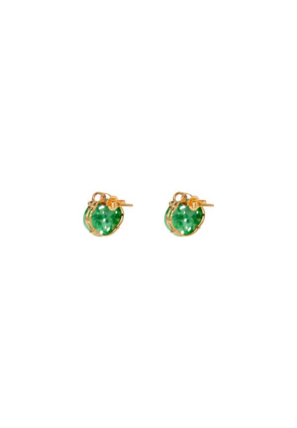 TOMEI Ruyi Lock Jade Earrings, Yellow Gold 750