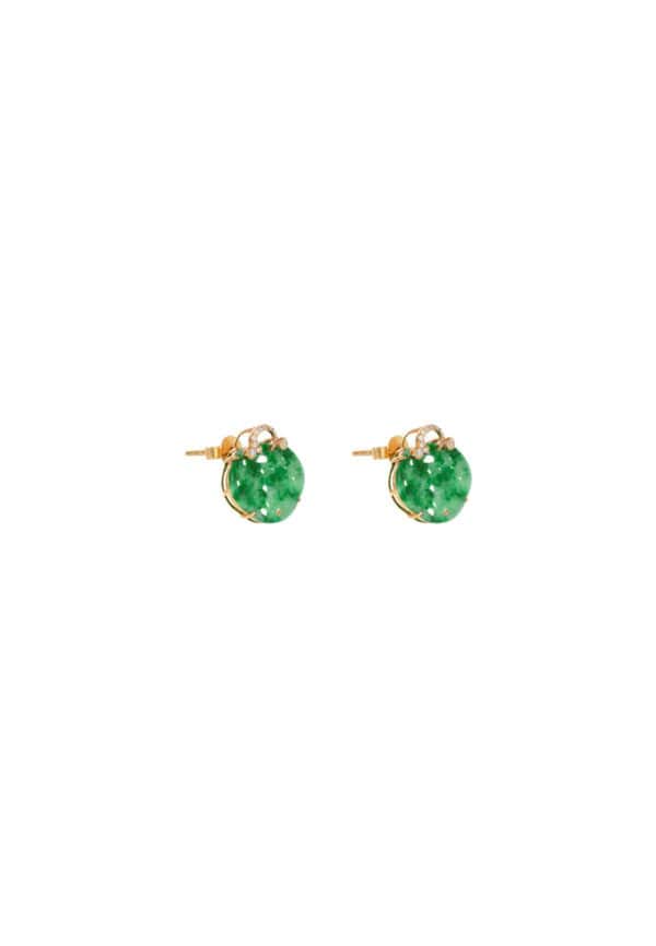 TOMEI Ruyi Lock Jade Earrings, Yellow Gold 750
