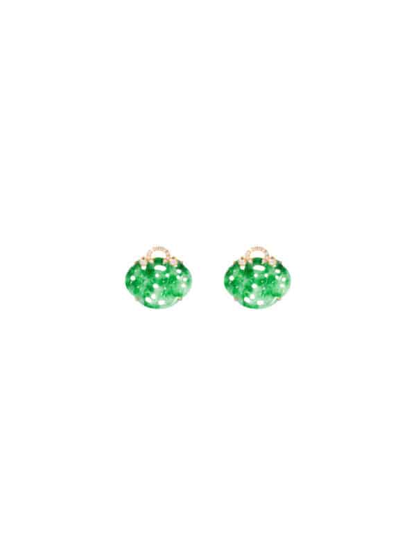 TOMEI Ruyi Lock Jade Earrings, Yellow Gold 750