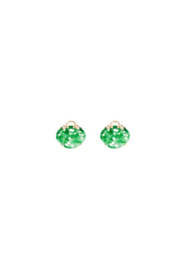 TOMEI Ruyi Lock Jade Earrings, Yellow Gold 750