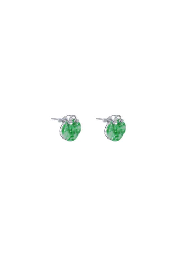 TOMEI Ruyi Lock Jade Earrings, White Gold 750