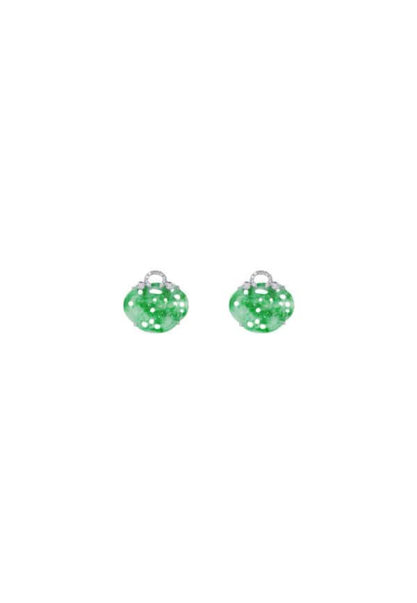 TOMEI Ruyi Lock Jade Earrings, White Gold 750
