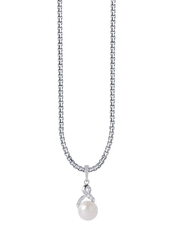 TOMEI Pearl Pendant Set, White Gold 585
