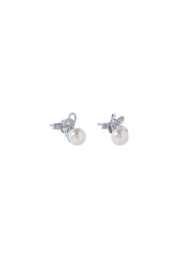 TOMEI Pearl Earrings, White Gold 585