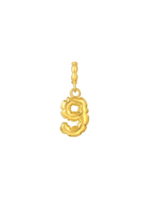 TOMEI Chomel Collection, Number 9 Charm, Yellow Gold 916