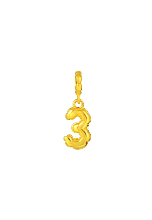 TOMEI Chomel Collection, Number 3 Charm, Yellow Gold 916