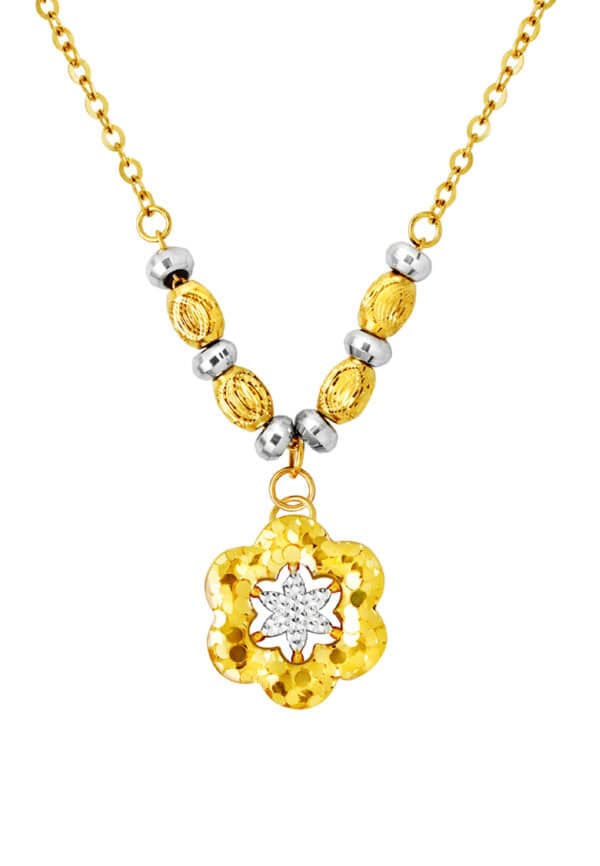 TOMEI Dual-Tone Flower Necklace, Yellow Gold 916
