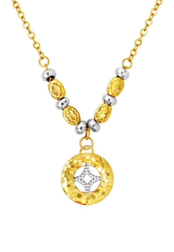 TOMEI Dual-Tone Coin Necklace, Yellow Gold 916