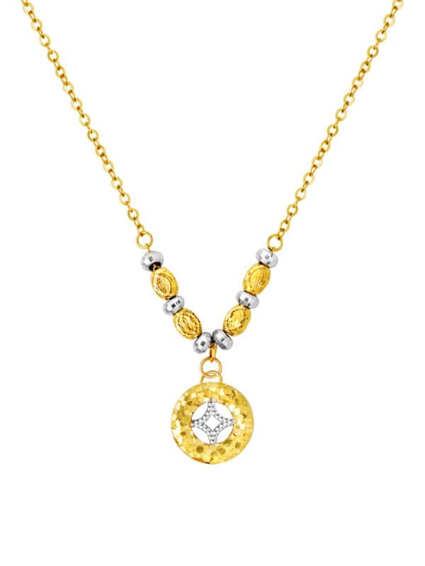 TOMEI Dual-Tone Coin Necklace, Yellow Gold 916