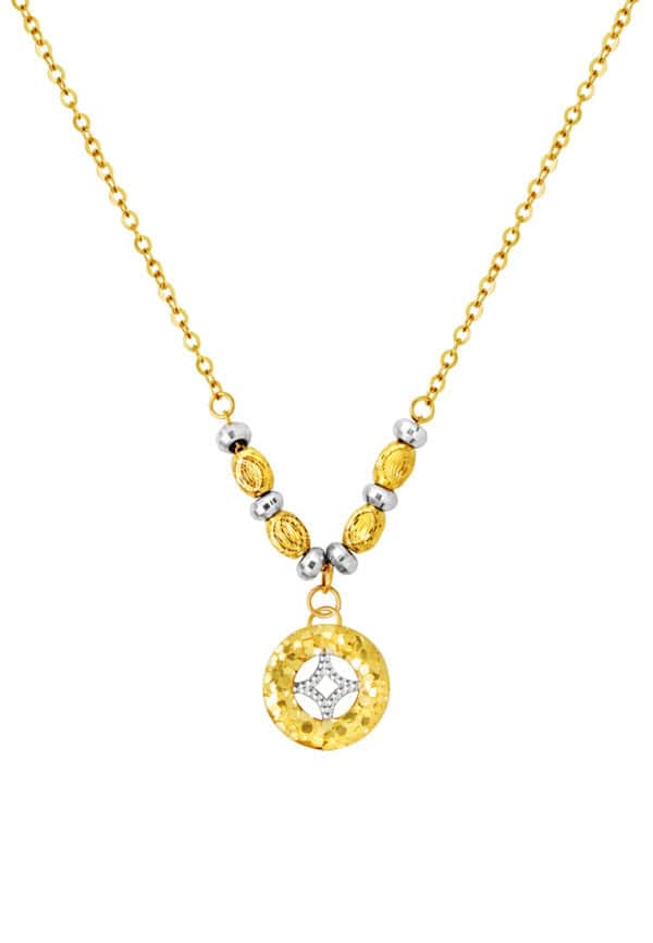 TOMEI Dual-Tone Coin Necklace, Yellow Gold 916