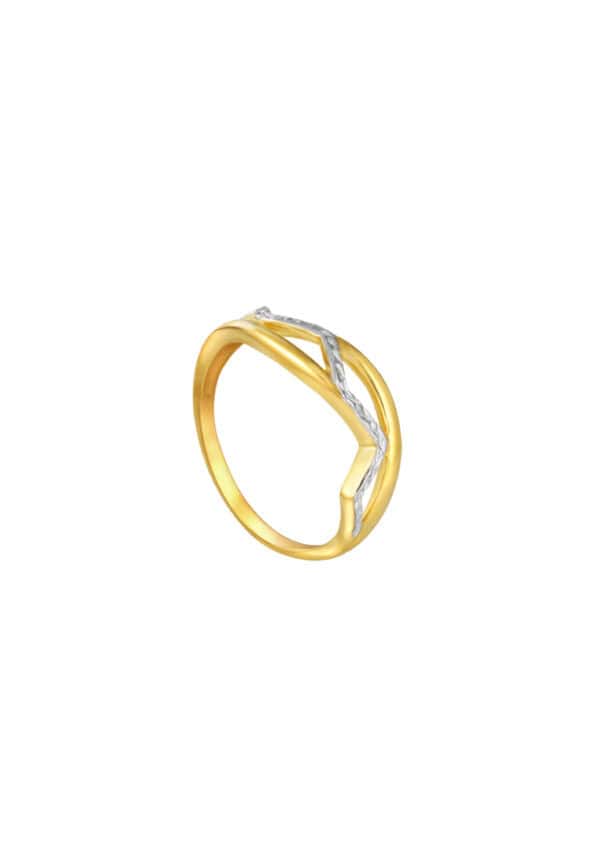 TOMEI Dual-Tone Ring, Yellow Gold 916
