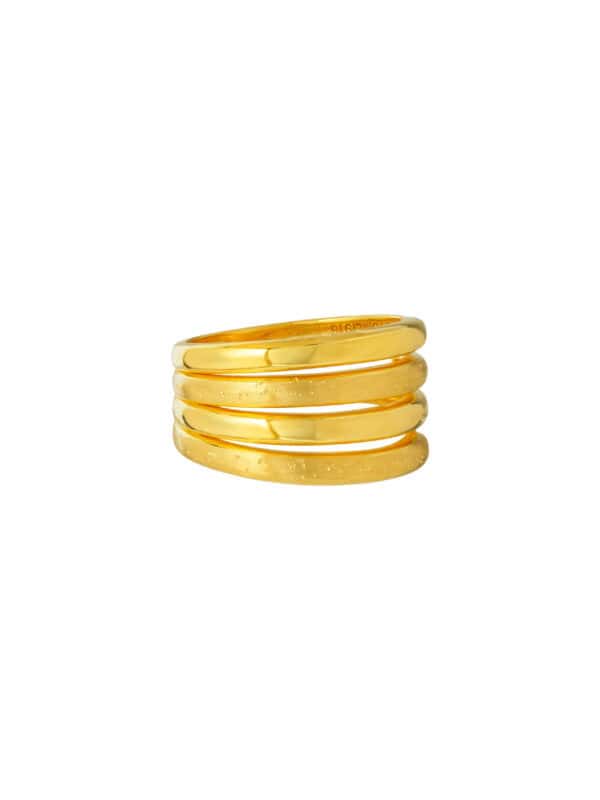 TOMEI Layered Ring, Yellow Gold 916