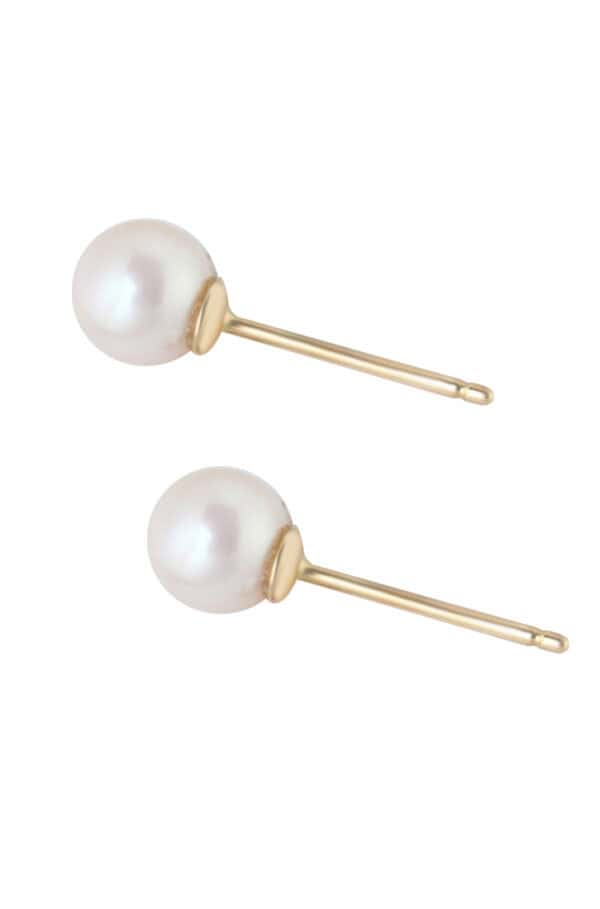 TOMEI Pearlfect Love White Pearl Earrings, White/Yellow Gold 585