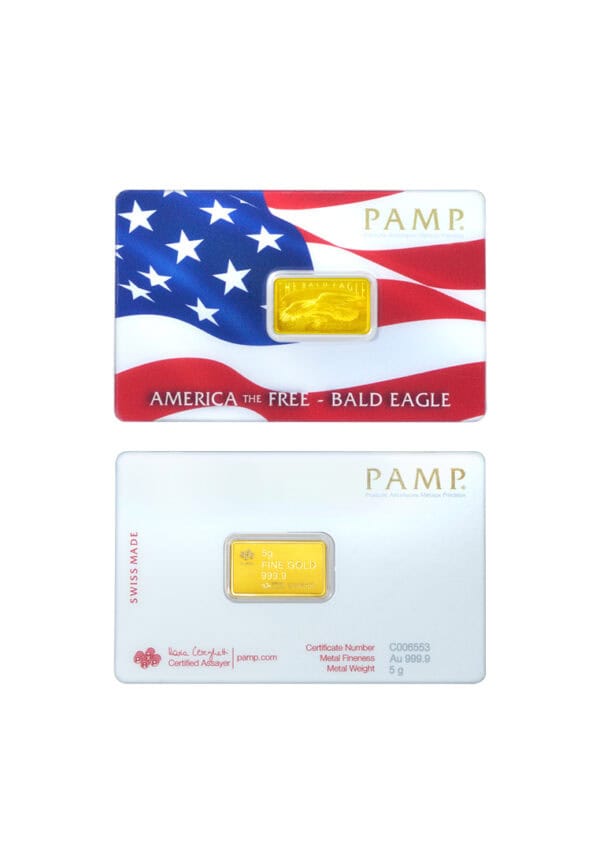 TOMEI x PAMP America Free Bald Eagle Gold Bar 5GM I Fine Gold 9999